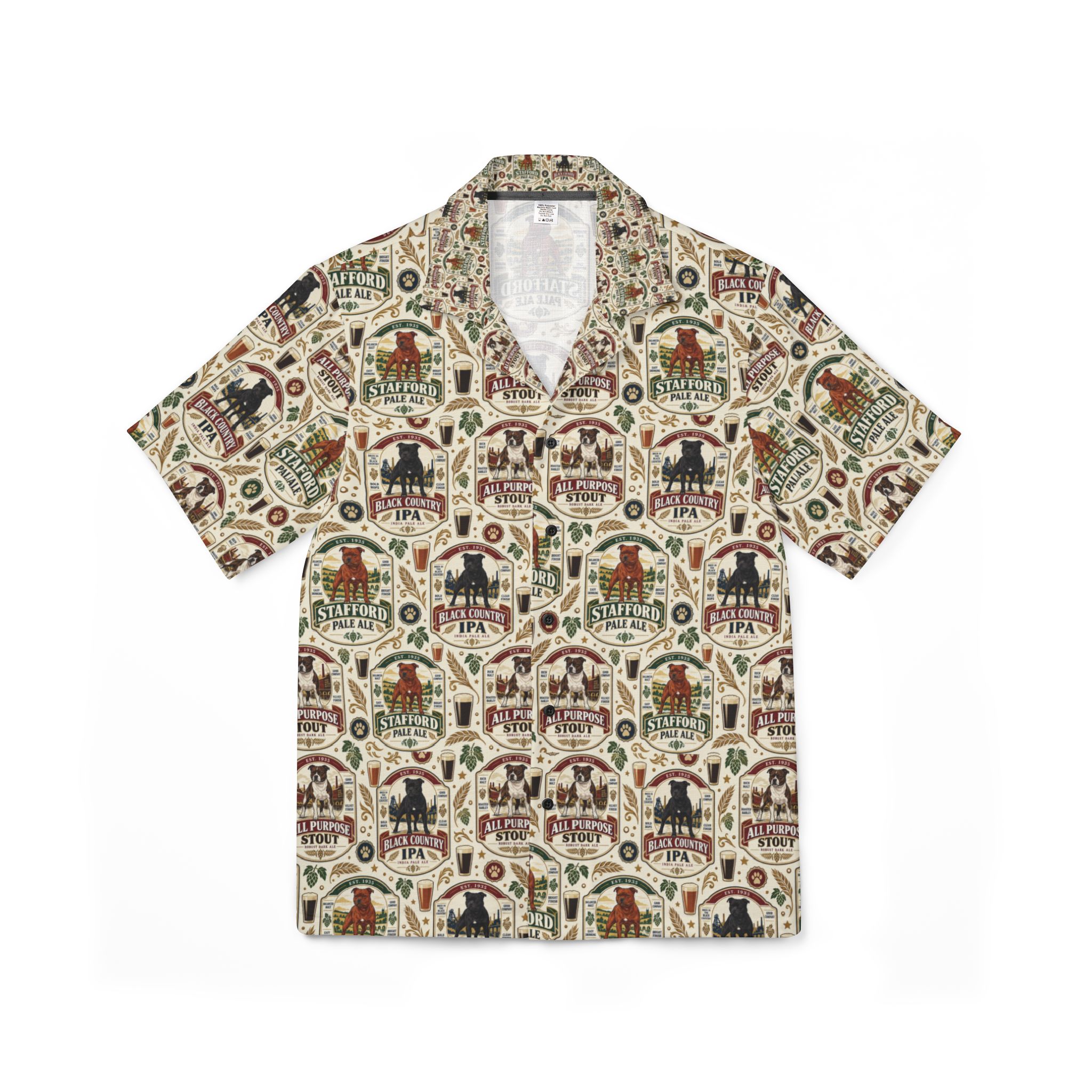 Men's Hawaiian Camp Shirt Stafford Vintage Beer Label design - Image 3