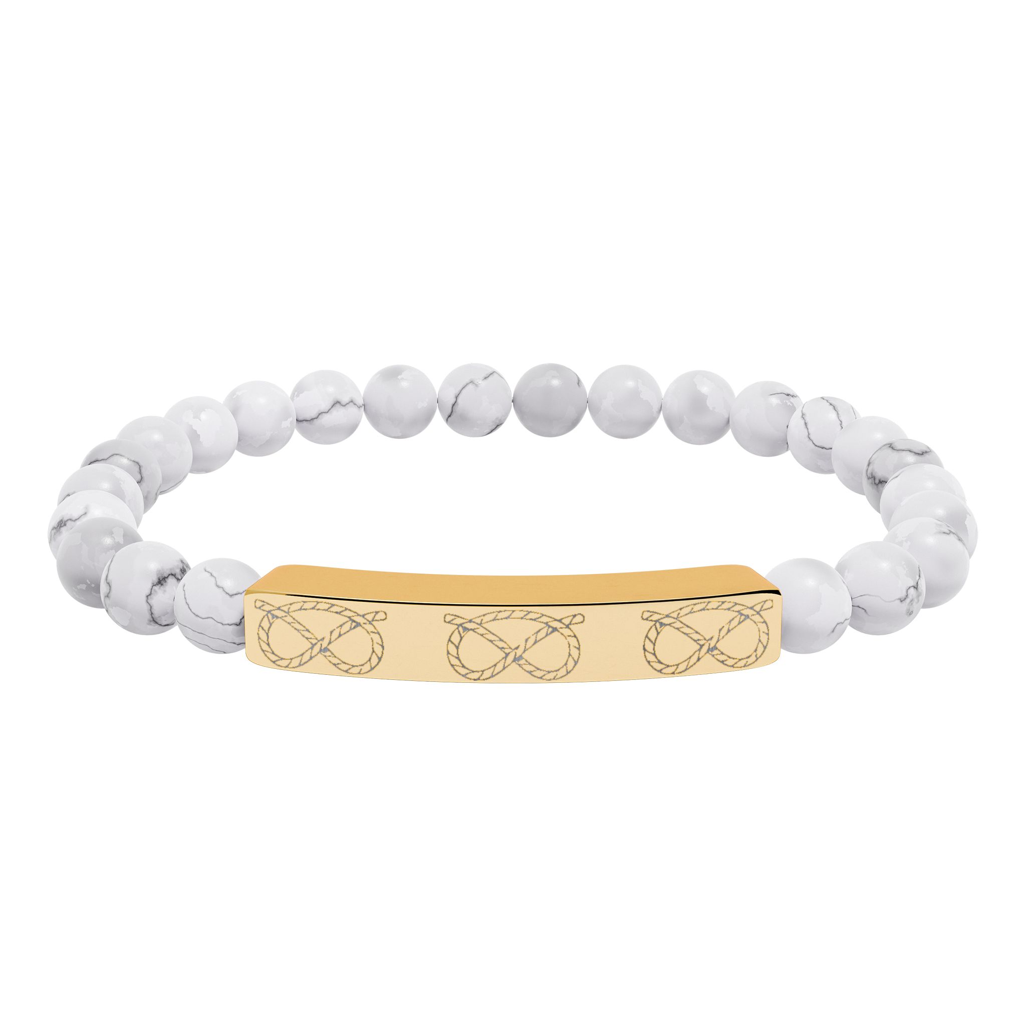 Stafford Knot Natural Stone Stretch Bar Bracelet (Engraving) - Image 4