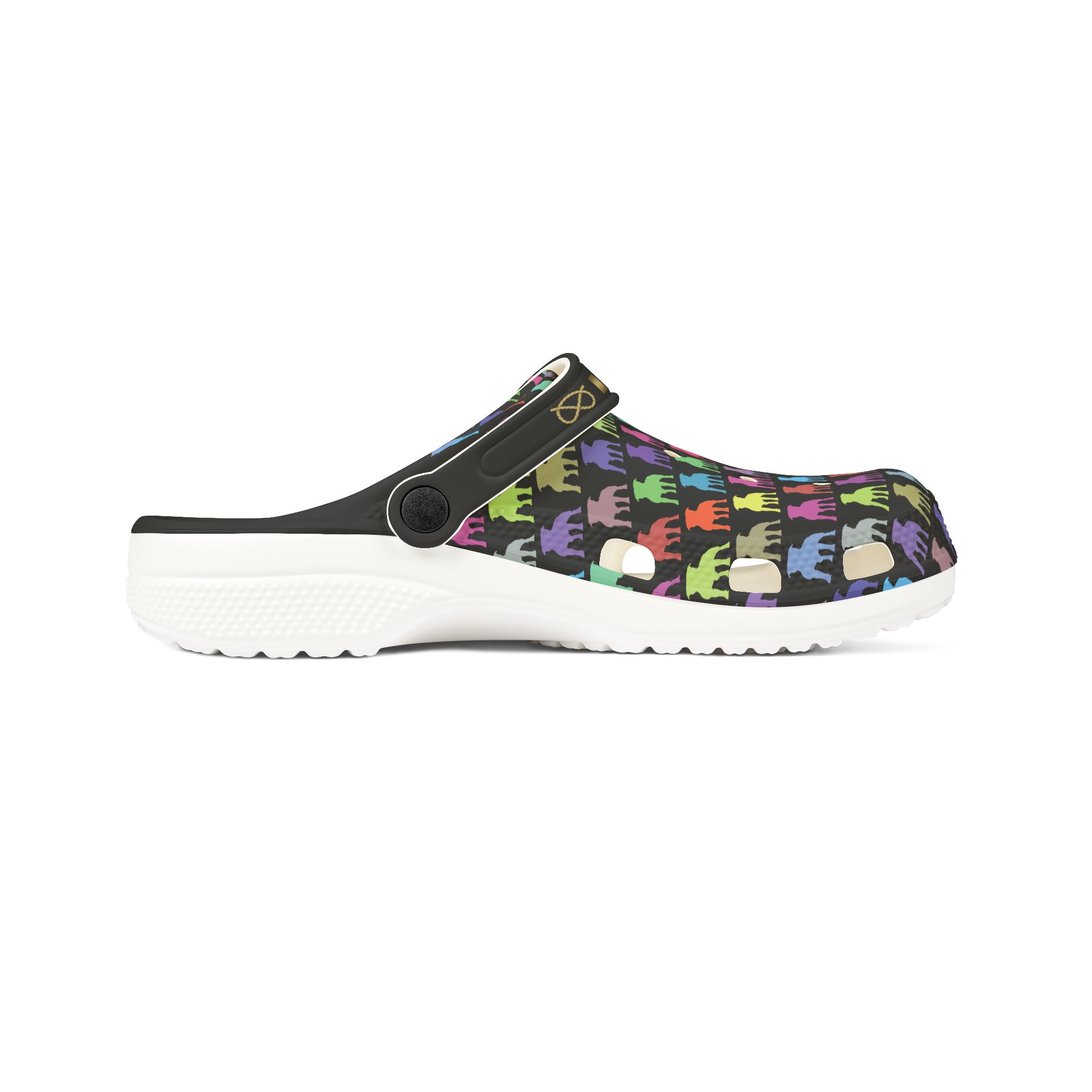 Stafford colorful pattern EVA Foam Clogs — Brass Stafford Knot collar design Slip-On Shoes - Image 7