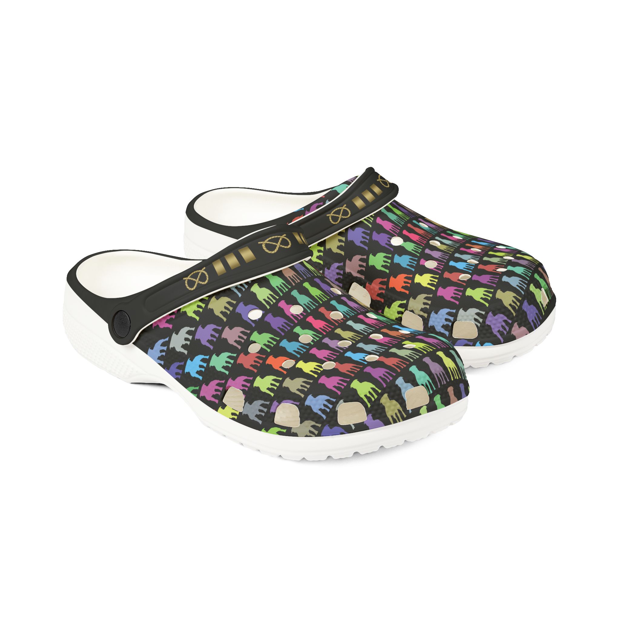 Stafford colorful pattern EVA Foam Clogs — Brass Stafford Knot collar design Slip-On Shoes - Image 6