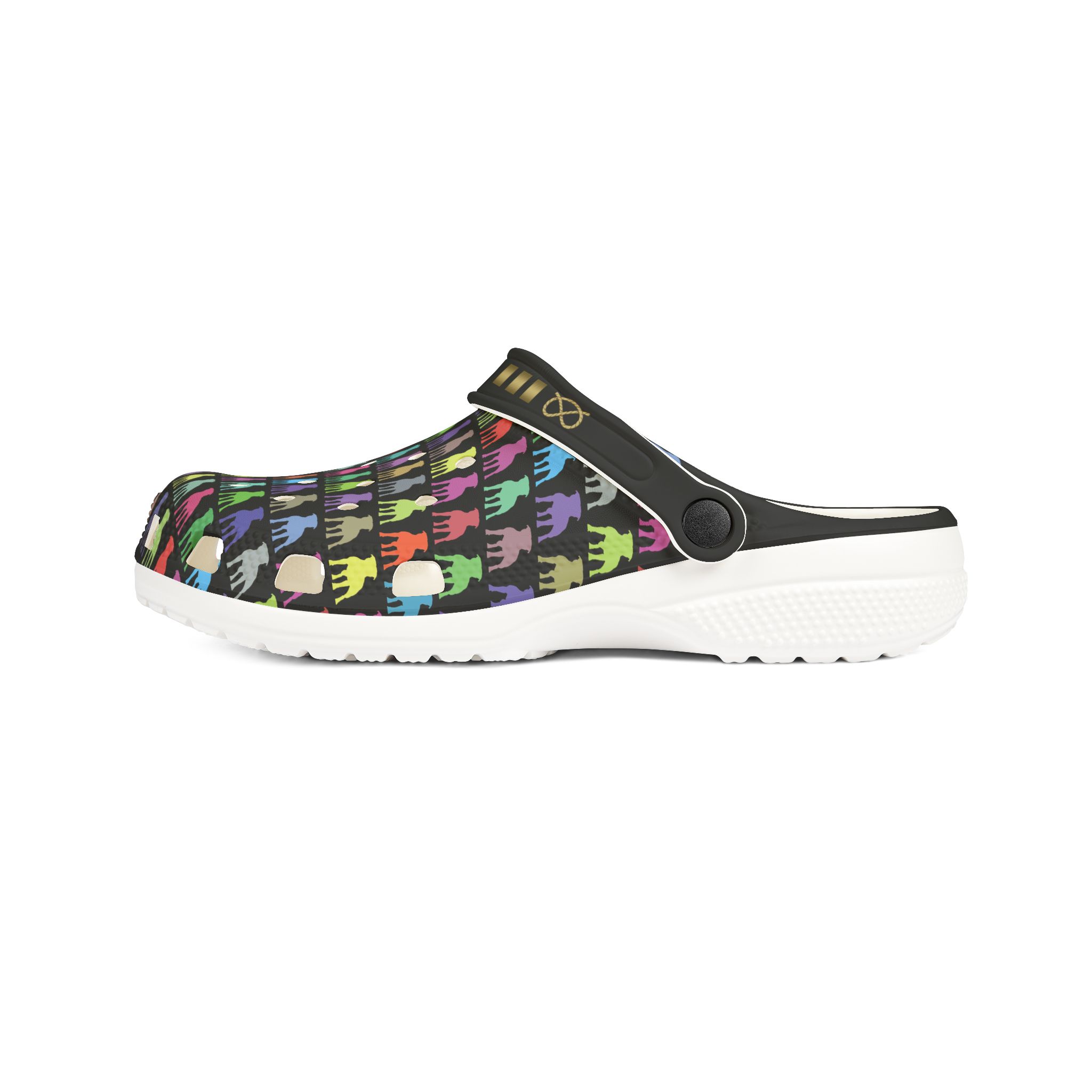 Stafford colorful pattern EVA Foam Clogs — Brass Stafford Knot collar design Slip-On Shoes - Image 8