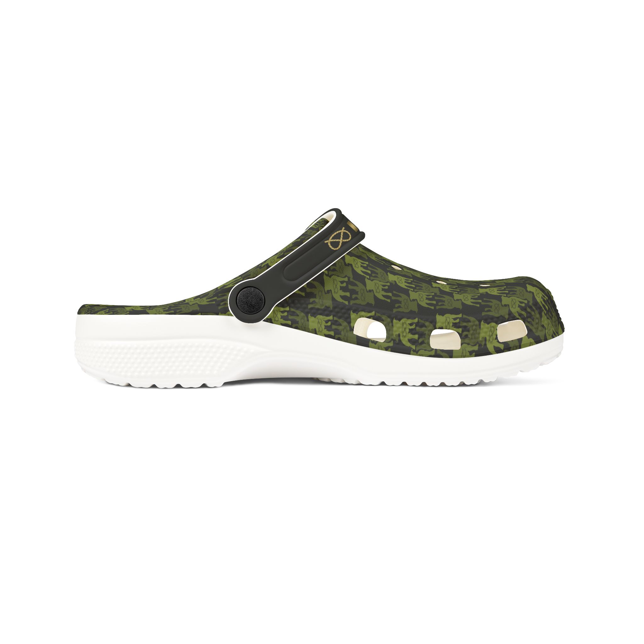 Stafford Camo EVA Foam Clogs — Brass Stafford Knot collar design Slip-On Shoes - Image 6