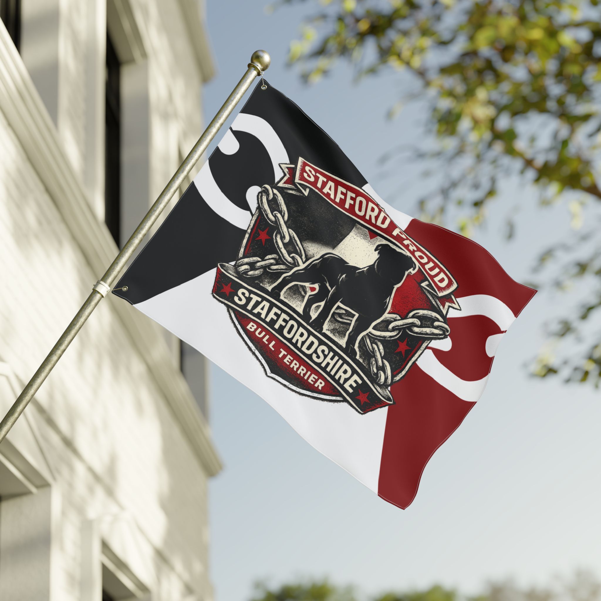 Stafford Proud Staffordshire Bull Terrier Flag — Double-Sided Flag