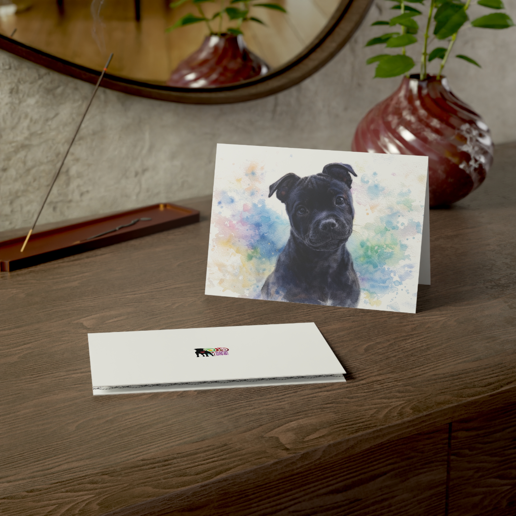 Stafford Puppy Watercolor Greeting Cards — Blank Inside (Pack of 1/10/30/50) - Image 5
