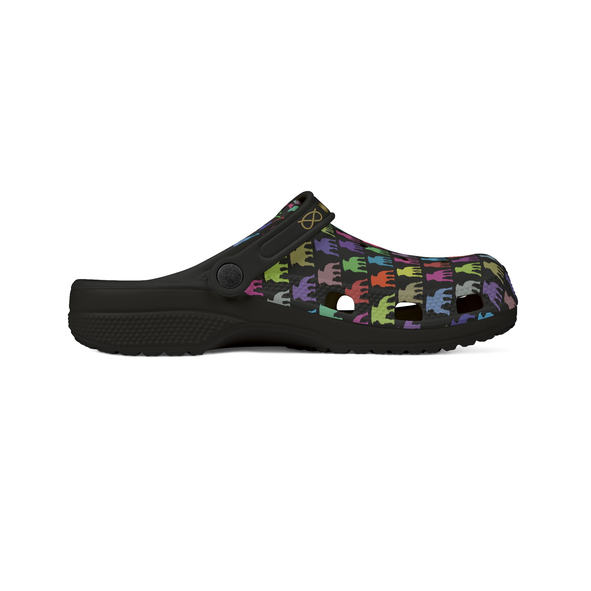 Stafford colorful pattern EVA Foam Clogs — Brass Stafford Knot collar design Slip-On Shoes - Image 3