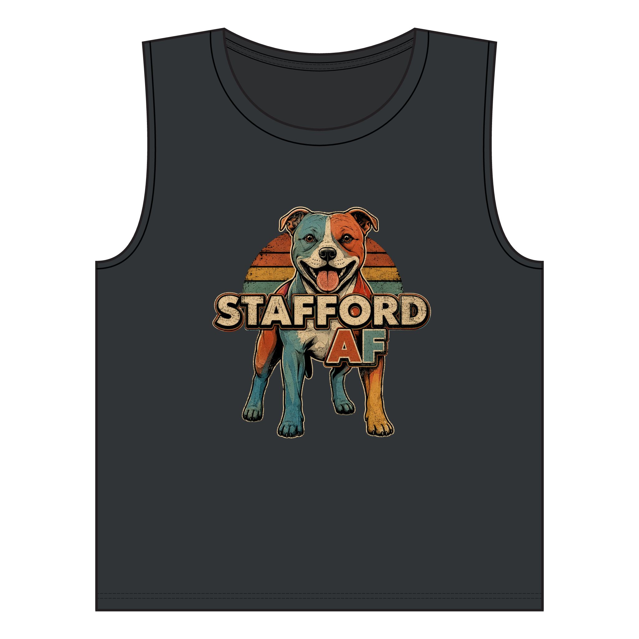 Stafford AF Muscle Tank — Retro Staffordshire Bull Terrier Tank Top - Image 7