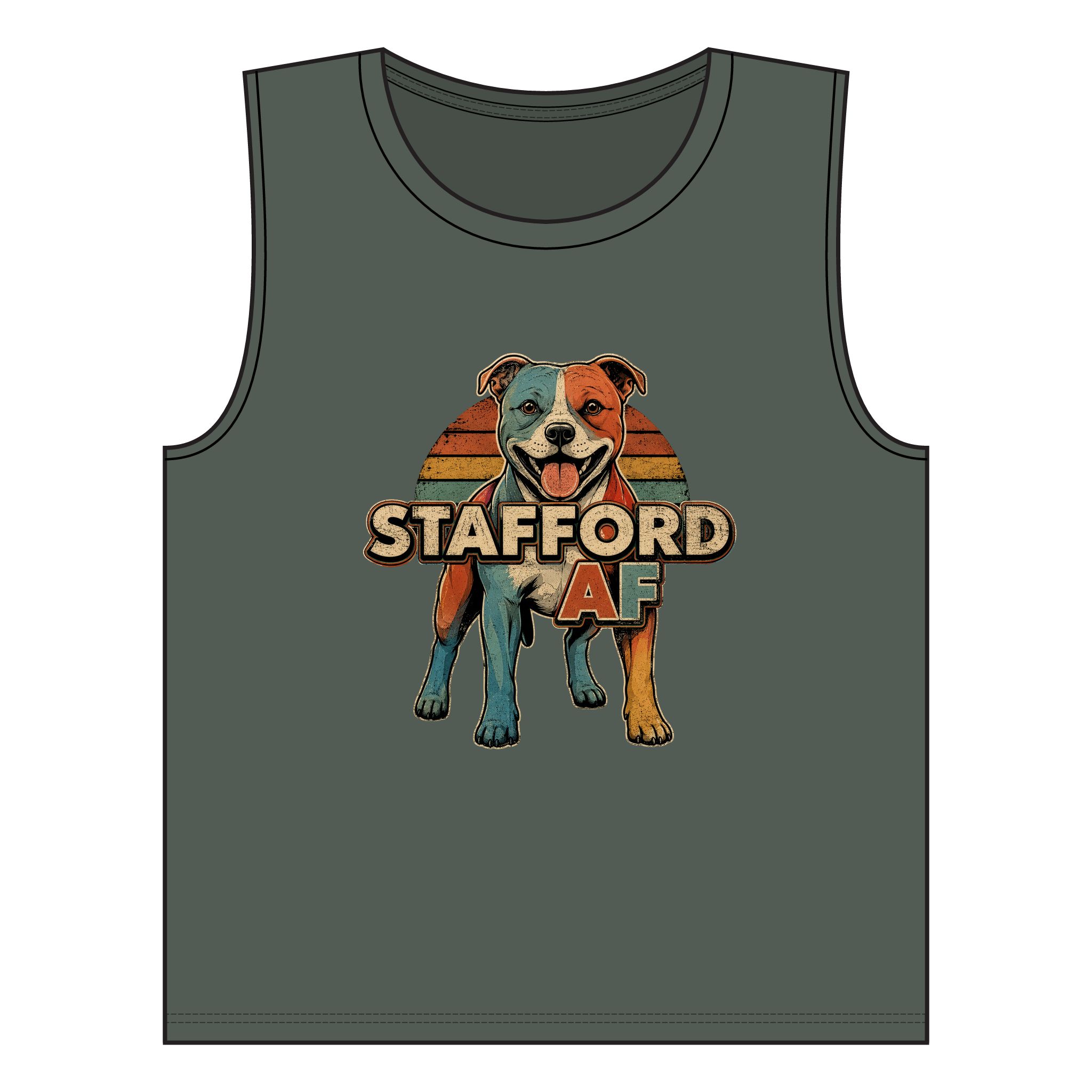Stafford AF Muscle Tank — Retro Staffordshire Bull Terrier Tank Top - Image 3