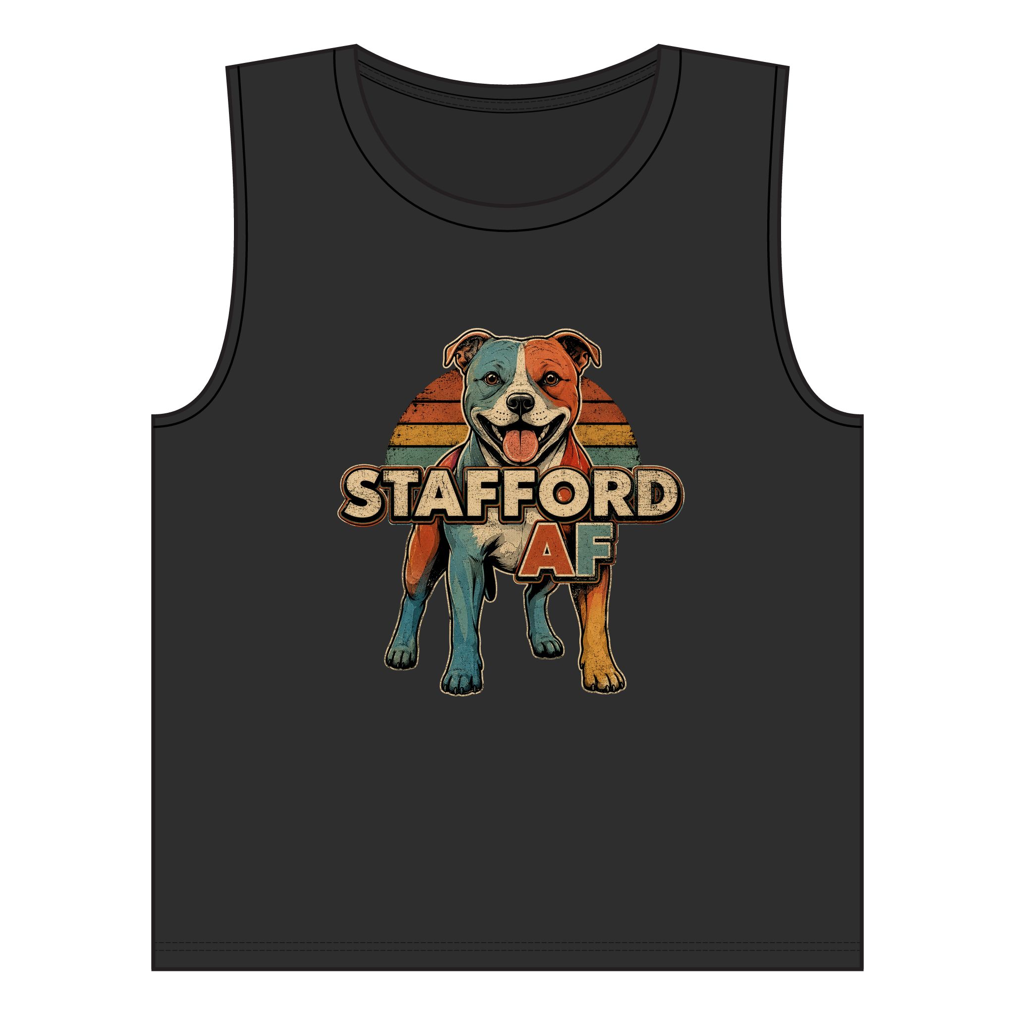 Stafford AF Muscle Tank — Retro Staffordshire Bull Terrier Tank Top - Image 5