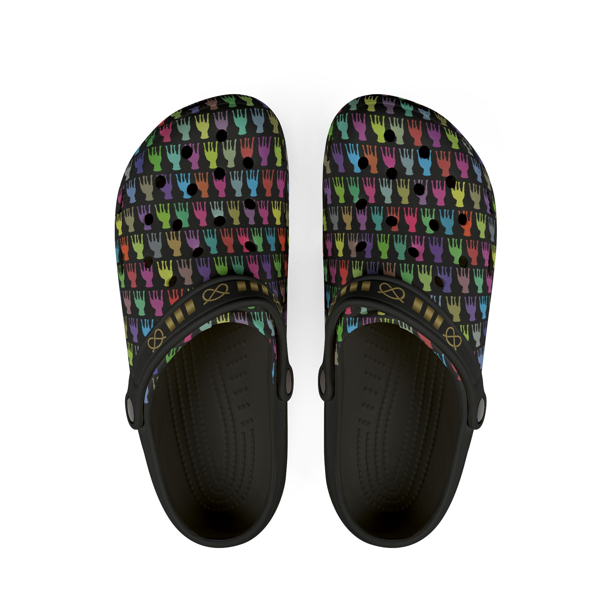 Stafford colorful pattern EVA Foam Clogs — Brass Stafford Knot collar design Slip-On Shoes - Image 5