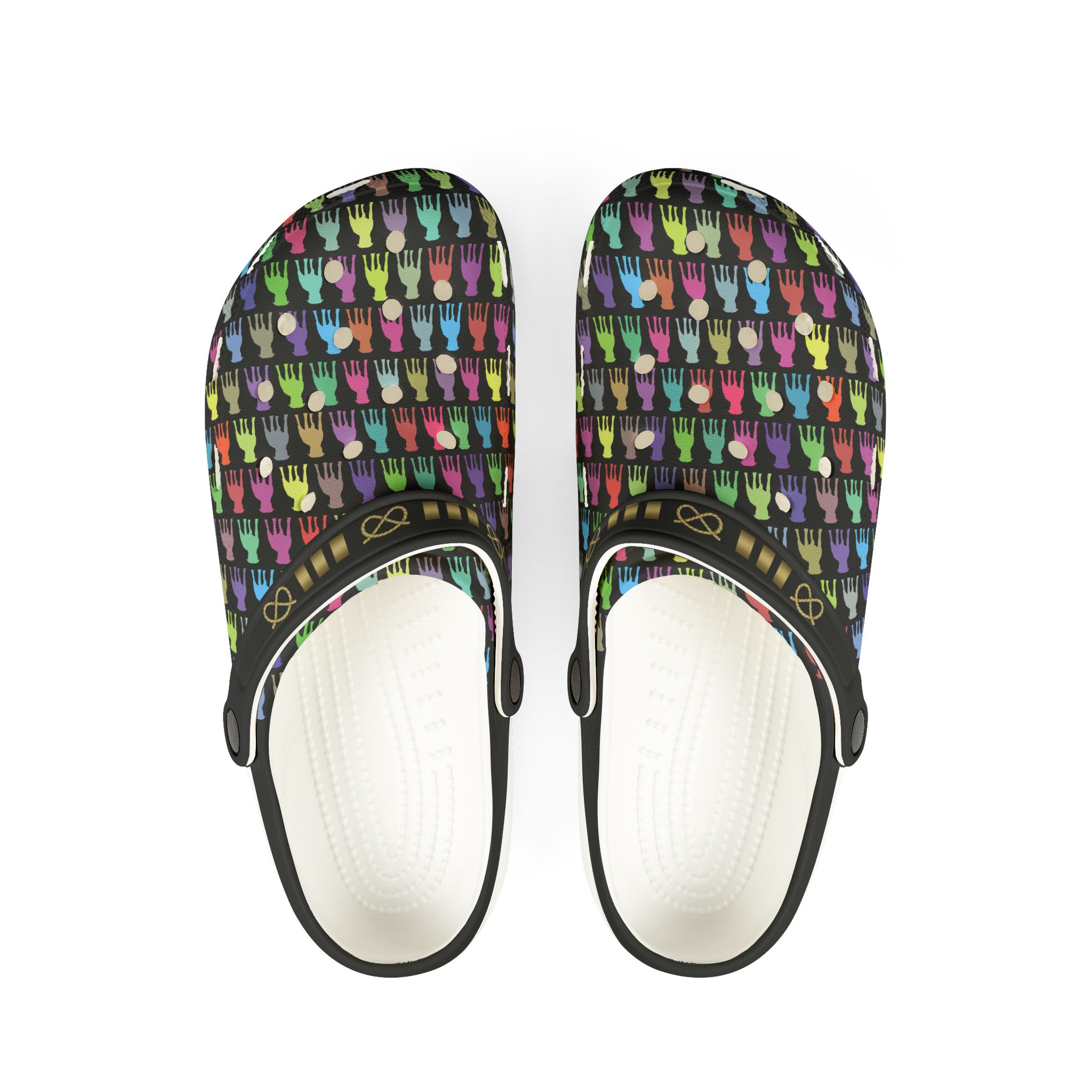 Stafford colorful pattern EVA Foam Clogs — Brass Stafford Knot collar design Slip-On Shoes - Image 9