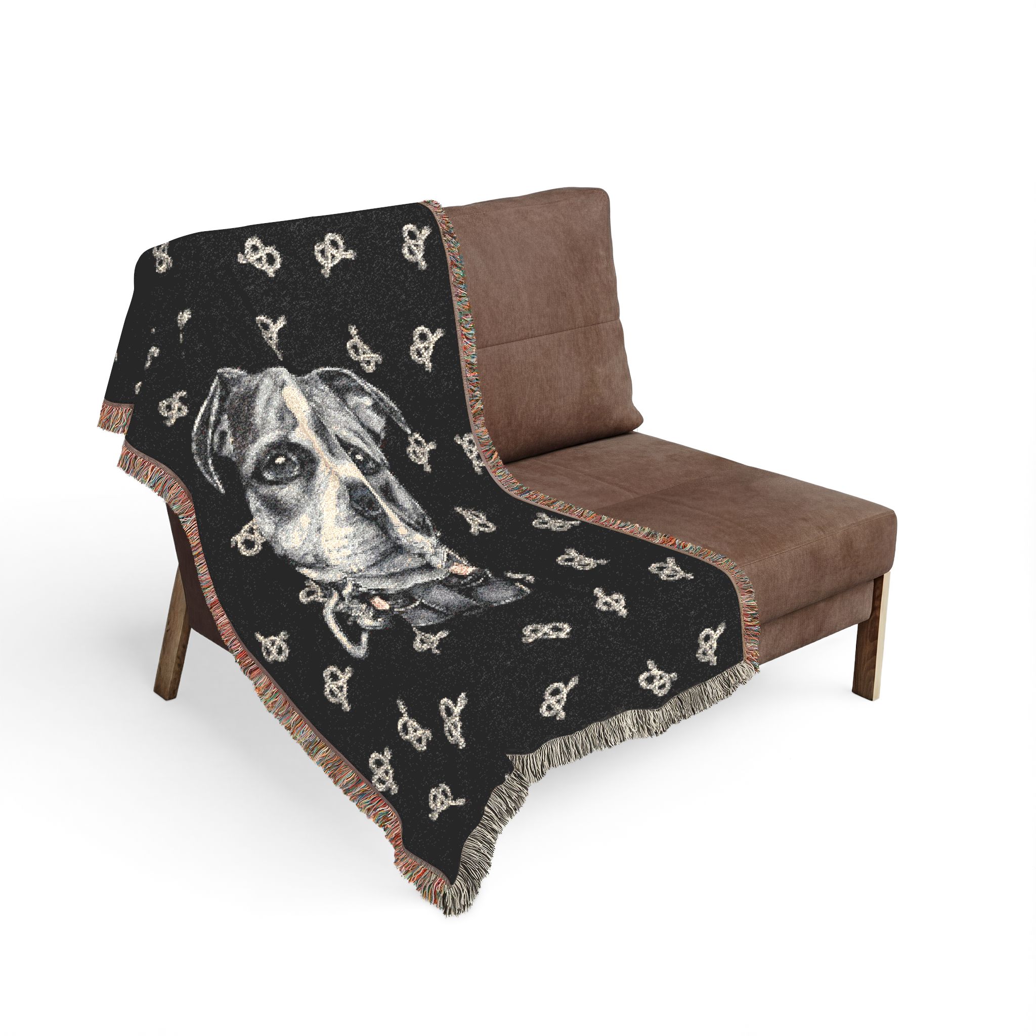 Stafford head and knots Woven Blanket — Cozy Staffordshire Bull Terrier Lover Throw