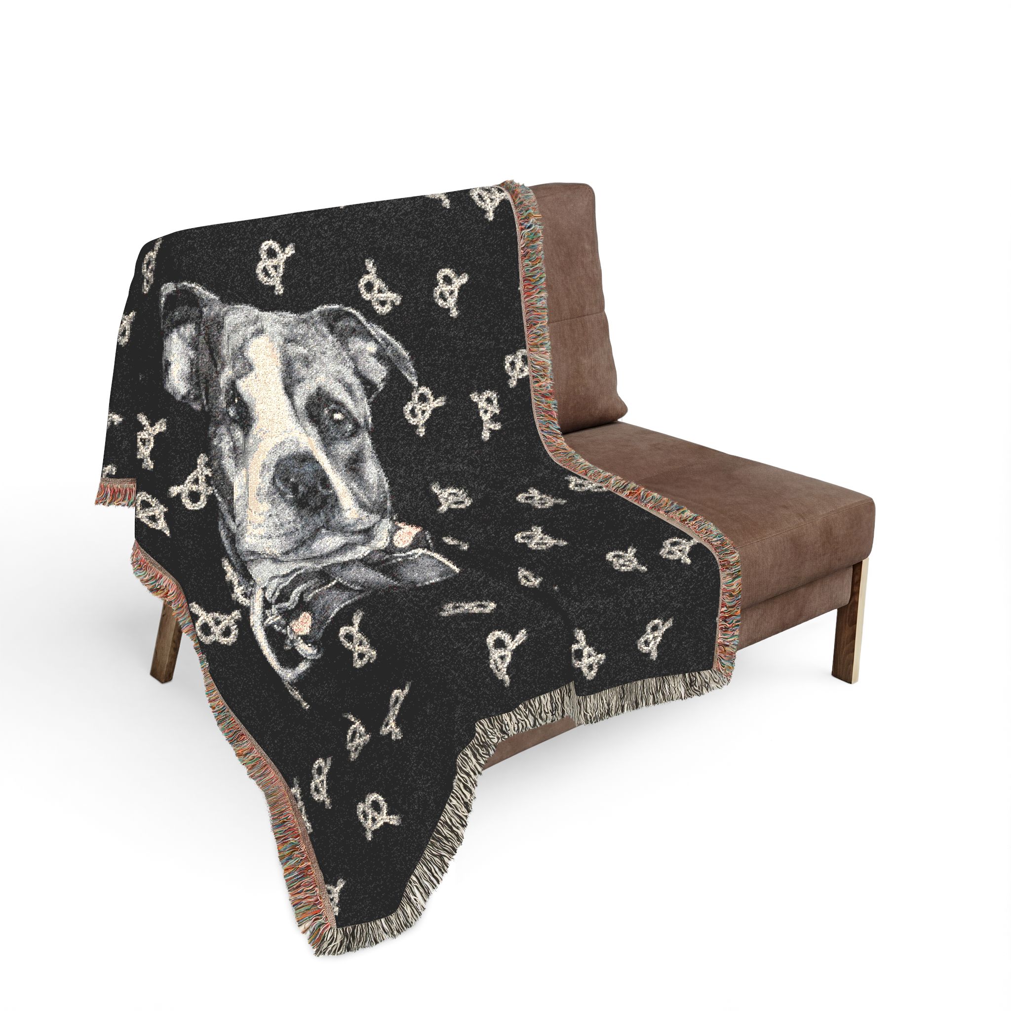Stafford head and knots Woven Blanket — Cozy Staffordshire Bull Terrier Lover Throw - Image 8