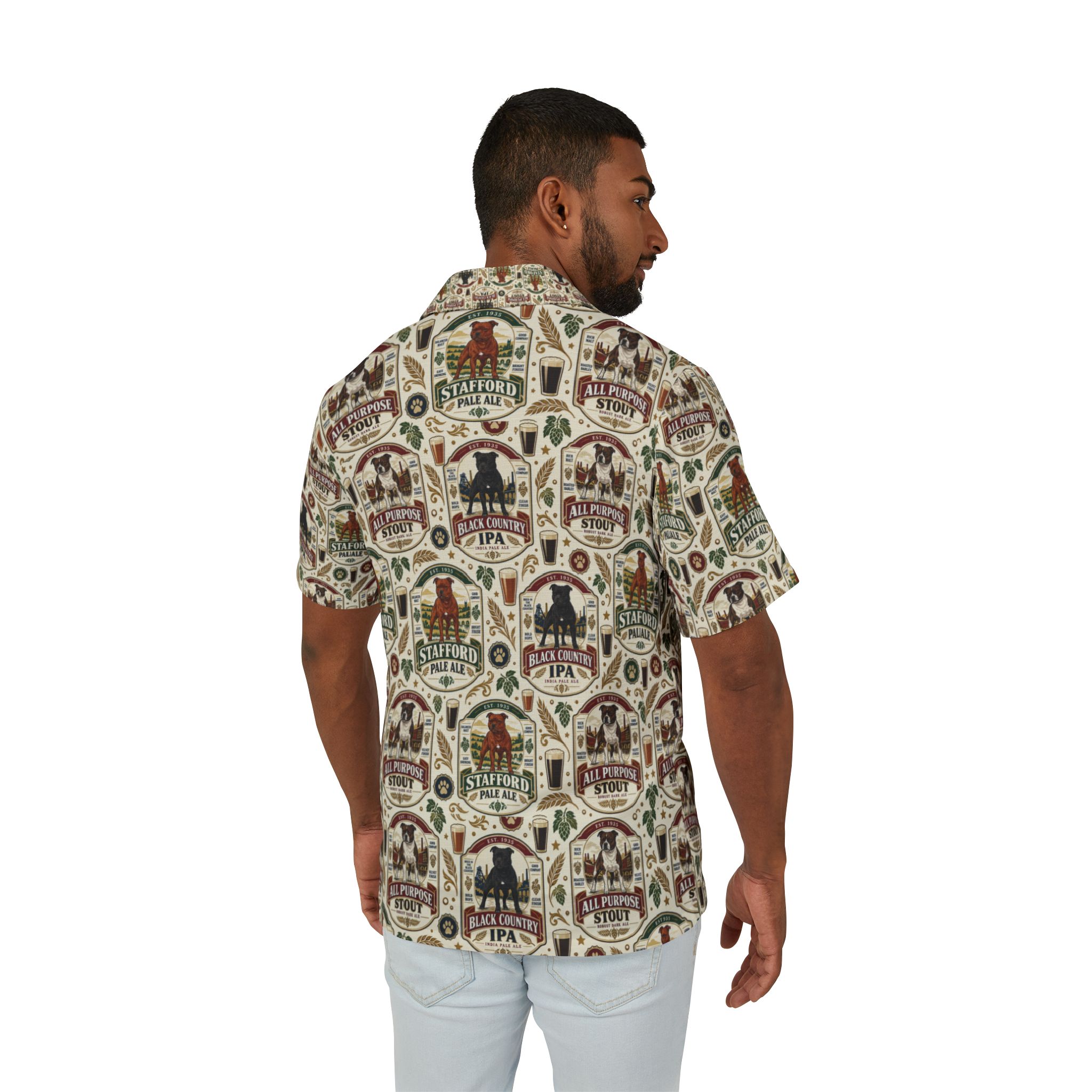 Men's Hawaiian Camp Shirt Stafford Vintage Beer Label design - Image 6