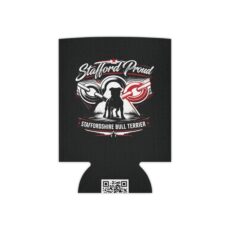 Stafford Proud Can Cooler — Staffordshire Bull Terrier Silhouette Drink Koozie
