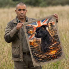 Staffordshire Bull Terrier British Flag Outdoor Garden Flag — 'The Union Jack' Pub & Forge Design