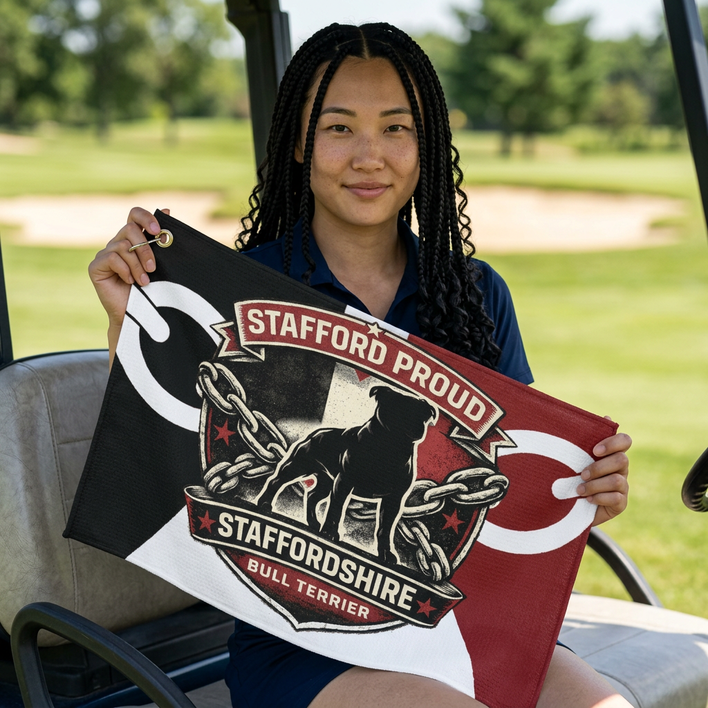 Staffordshire Bull Terrier Black Country Golf Towel