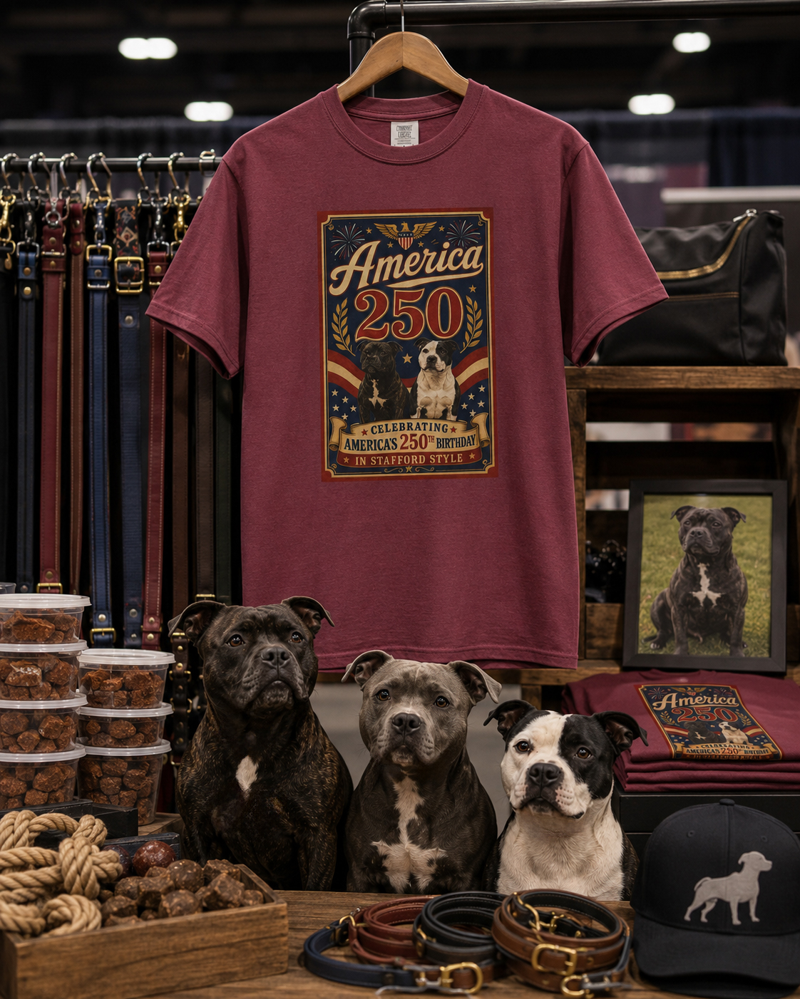 America 250 Vintage Stafford Poster T-Shirt — 250th Anniversary Design