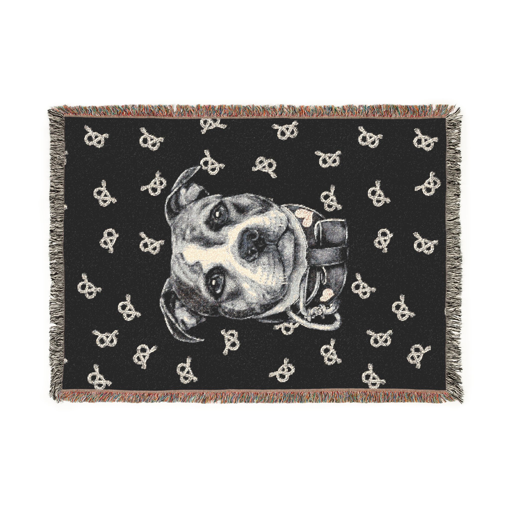 Stafford head and knots Woven Blanket — Cozy Staffordshire Bull Terrier Lover Throw - Image 2