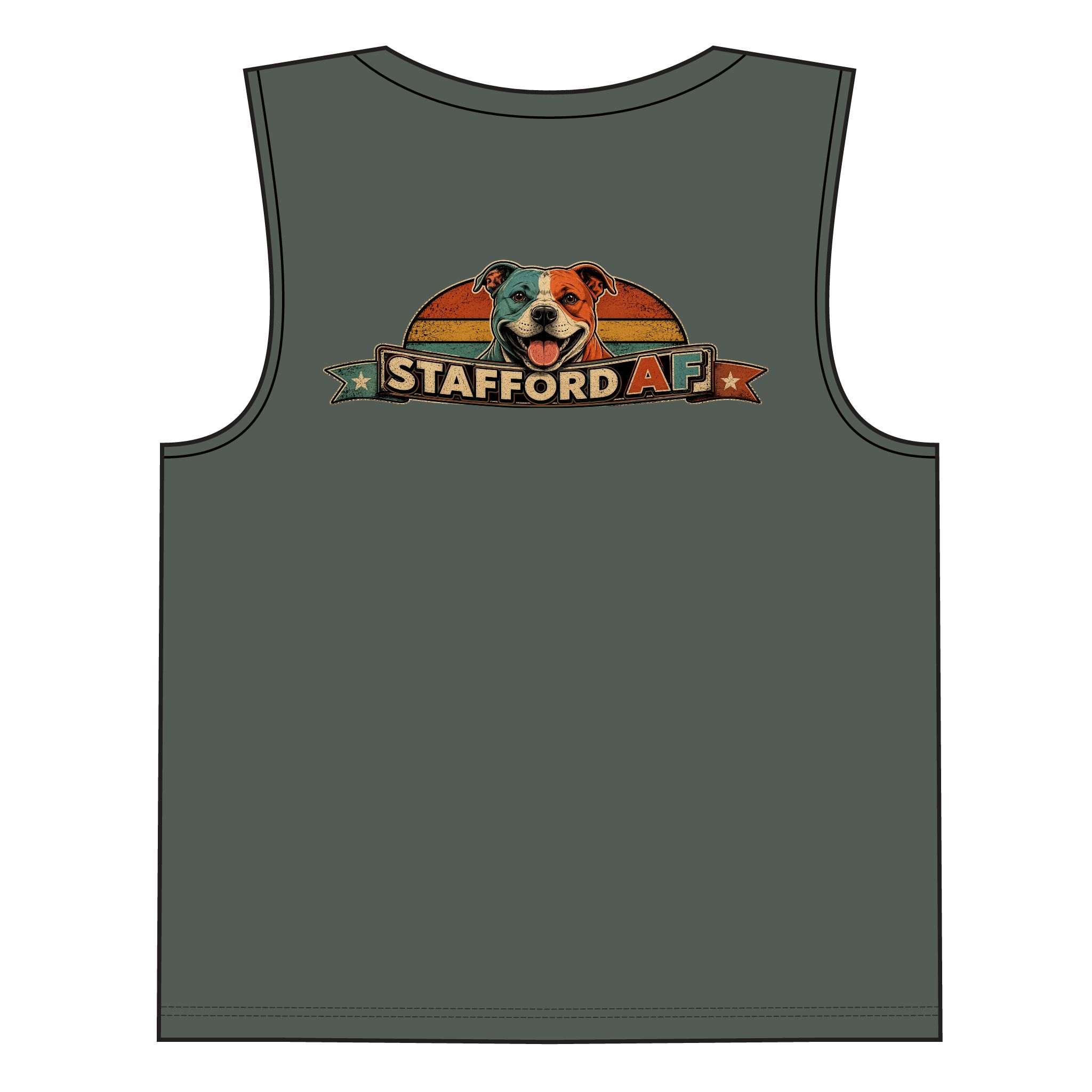 Stafford AF Muscle Tank — Retro Staffordshire Bull Terrier Tank Top - Image 2