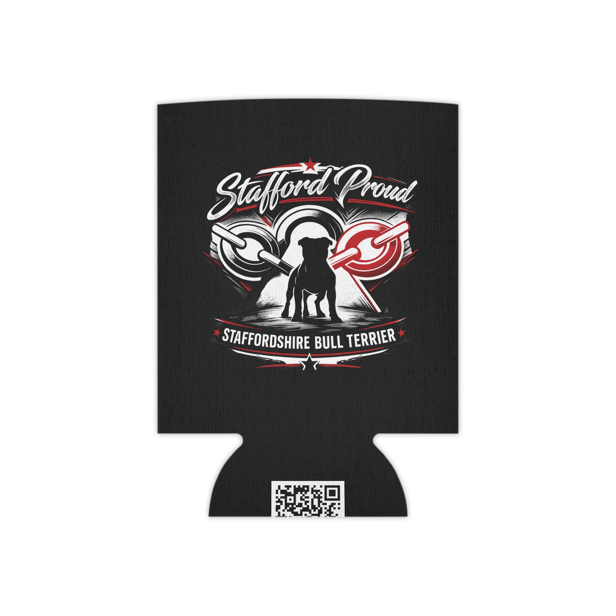 Stafford Proud Can Cooler — Staffordshire Bull Terrier Silhouette Drink Koozie - Image 2