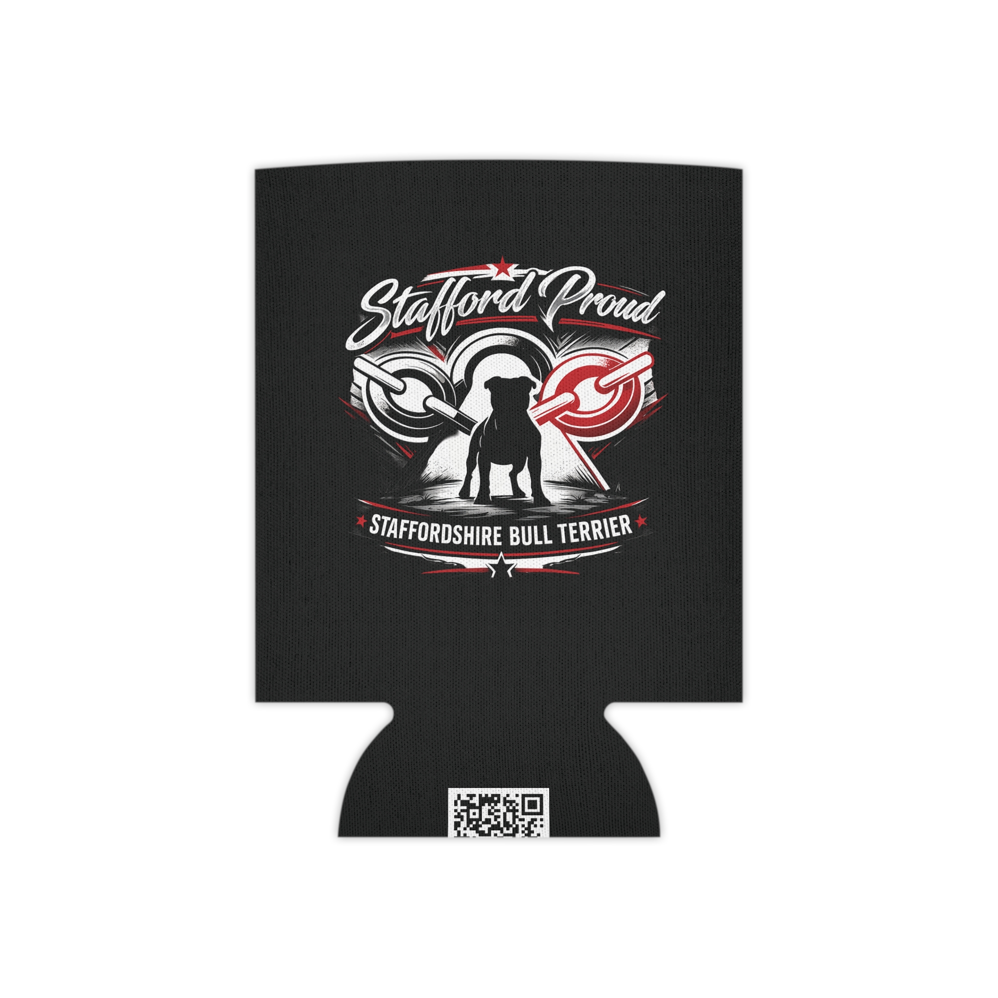 Staffordshire Bull Terrier Can Cooler — "Stafford Proud" Beer Koozie - Image 2