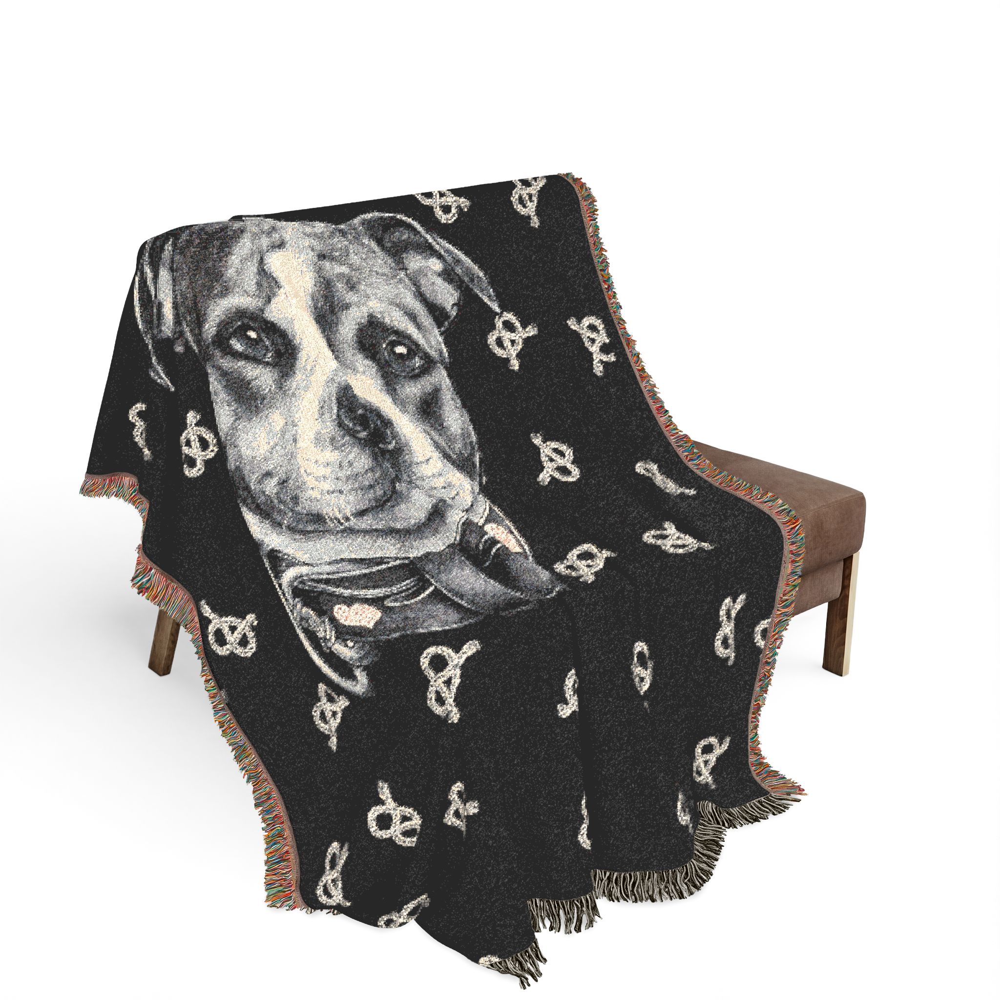 Stafford head and knots Woven Blanket — Cozy Staffordshire Bull Terrier Lover Throw - Image 9
