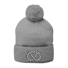 Pom-Pom Stafford Knot Knit Cap (Embroidery)