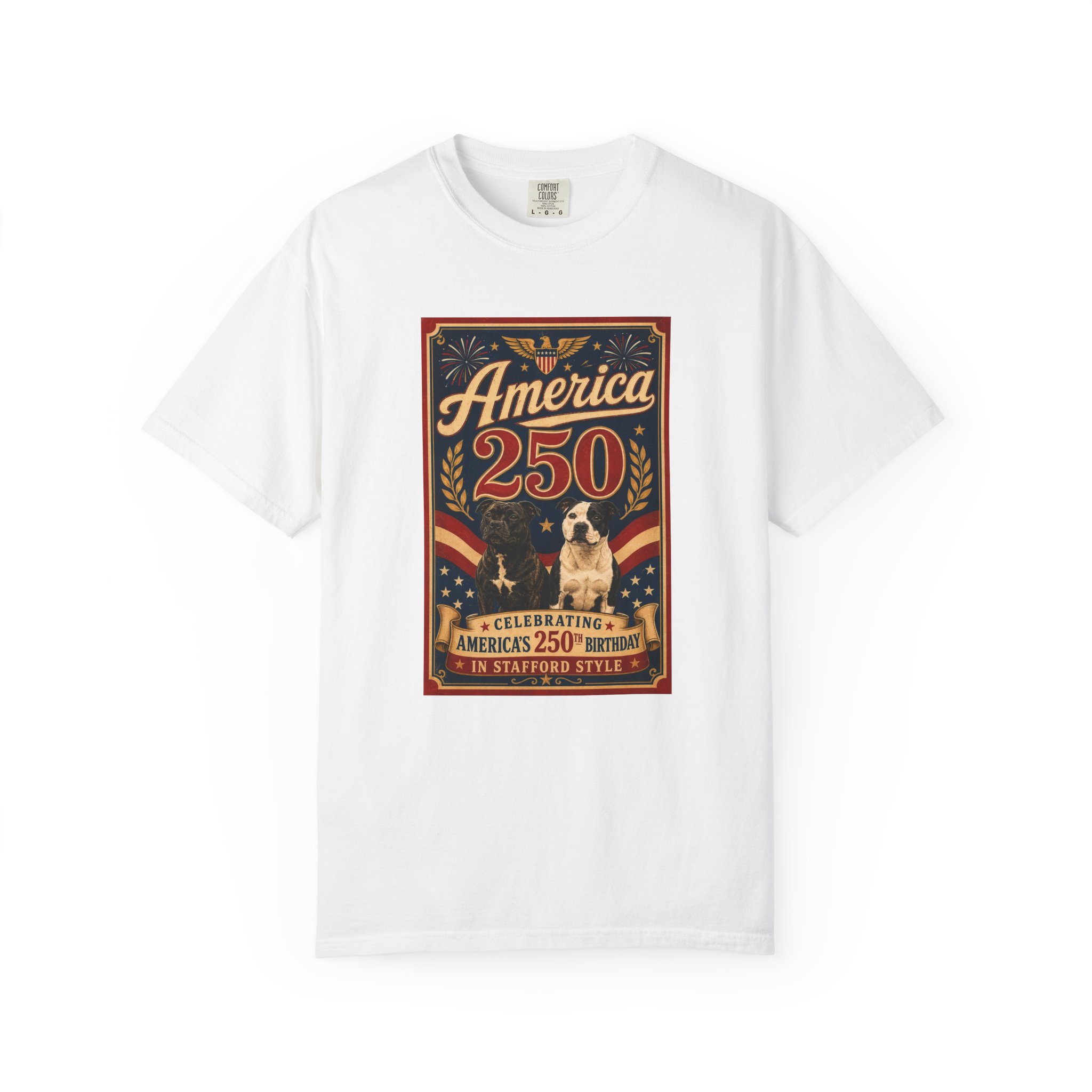 America 250 Vintage Stafford Poster T-Shirt — 250th Anniversary Design - Image 3