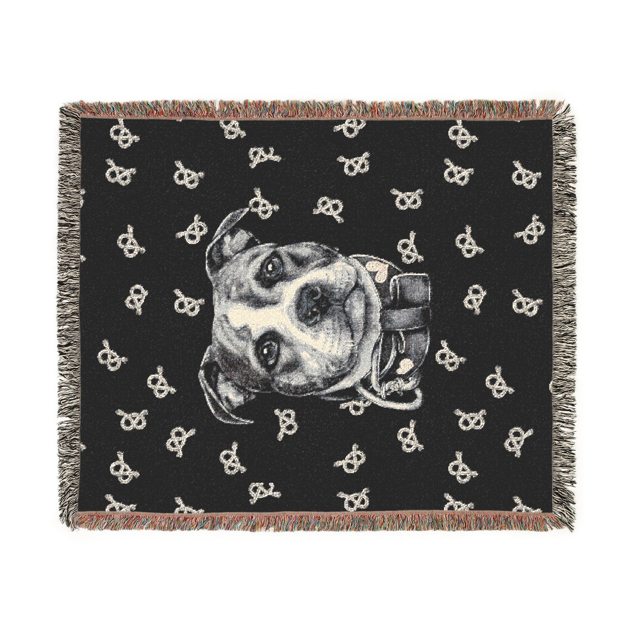 Stafford head and knots Woven Blanket — Cozy Staffordshire Bull Terrier Lover Throw - Image 5