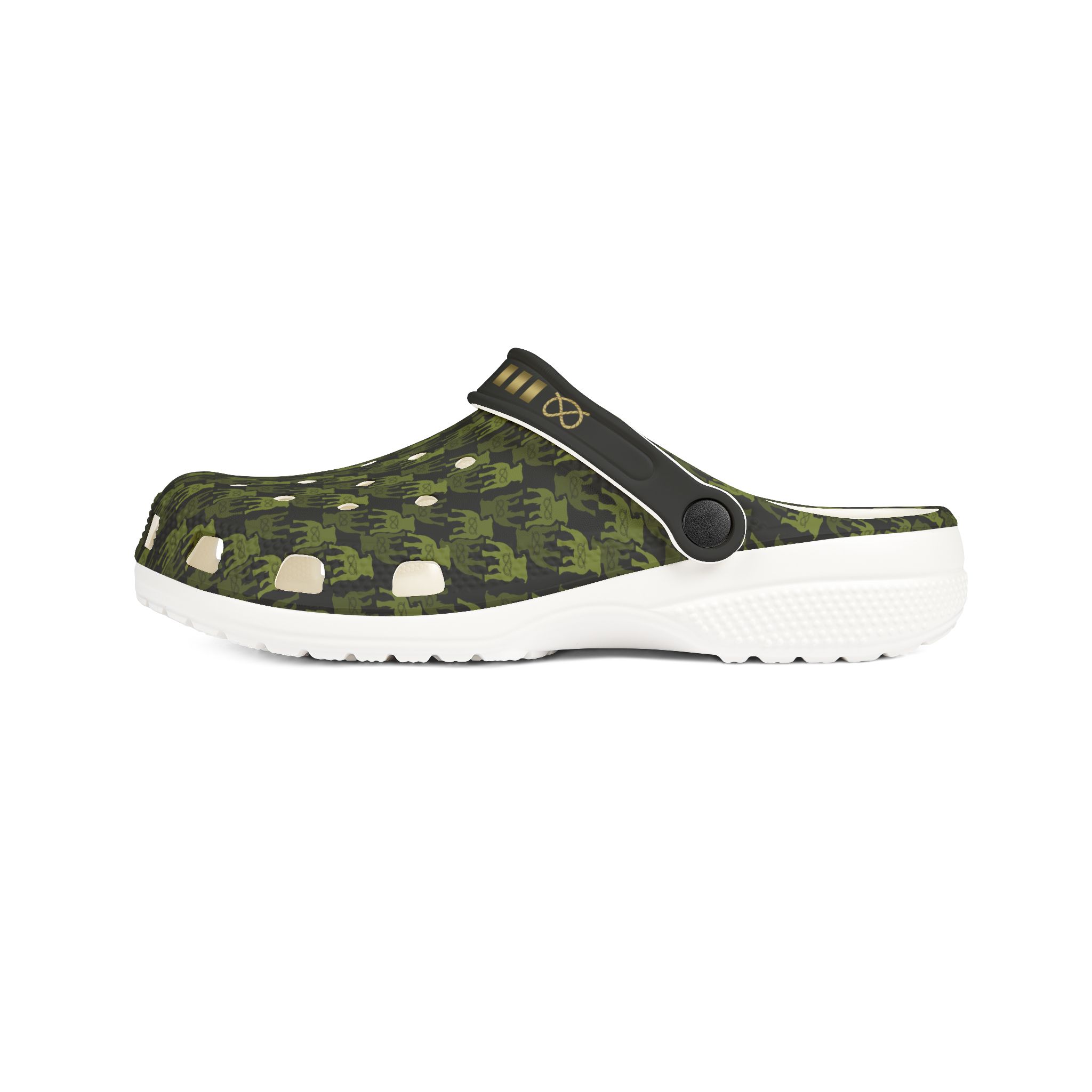 Stafford Camo EVA Foam Clogs — Brass Stafford Knot collar design Slip-On Shoes - Image 7