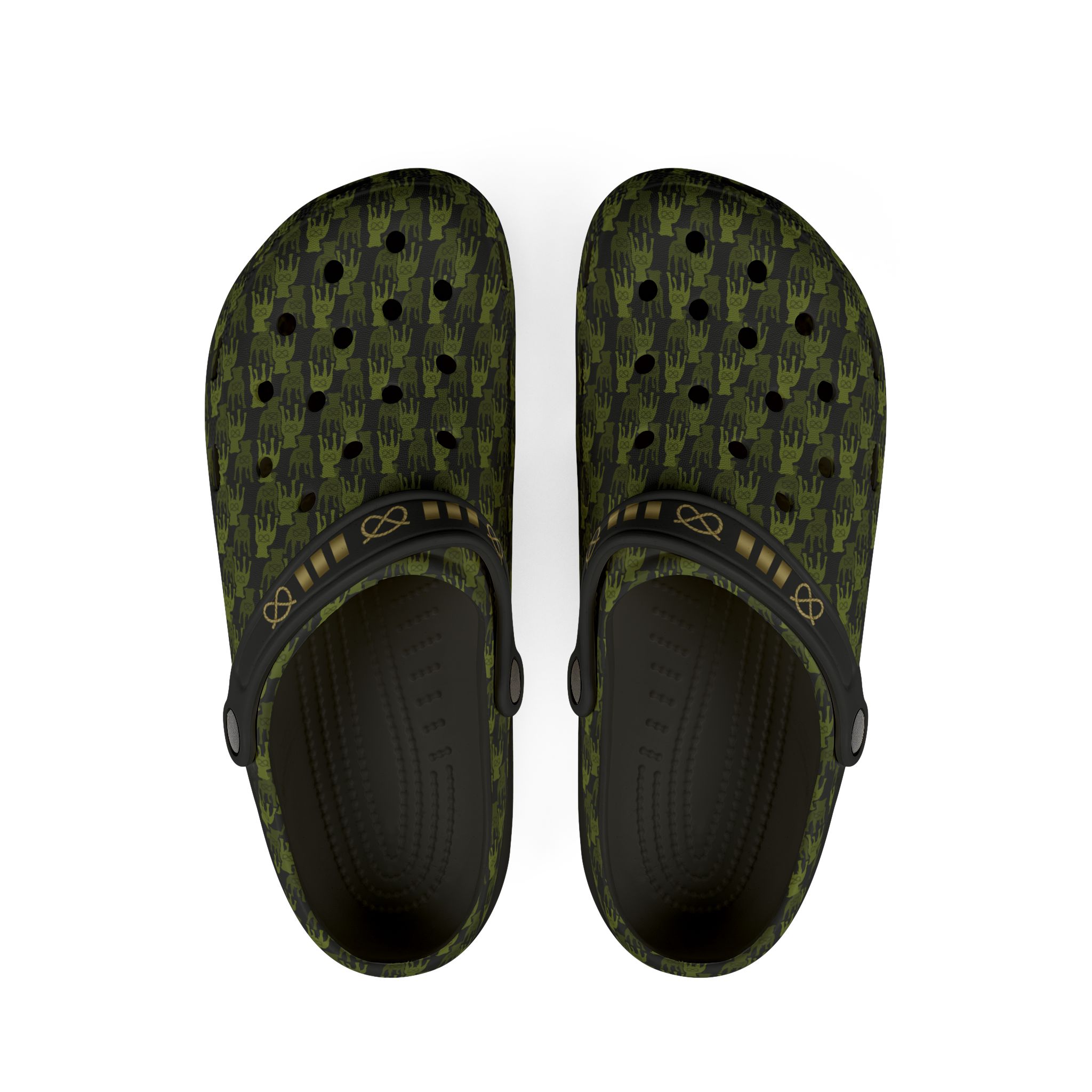 Stafford Camo EVA Foam Clogs — Brass Stafford Knot collar design Slip-On Shoes - Image 4