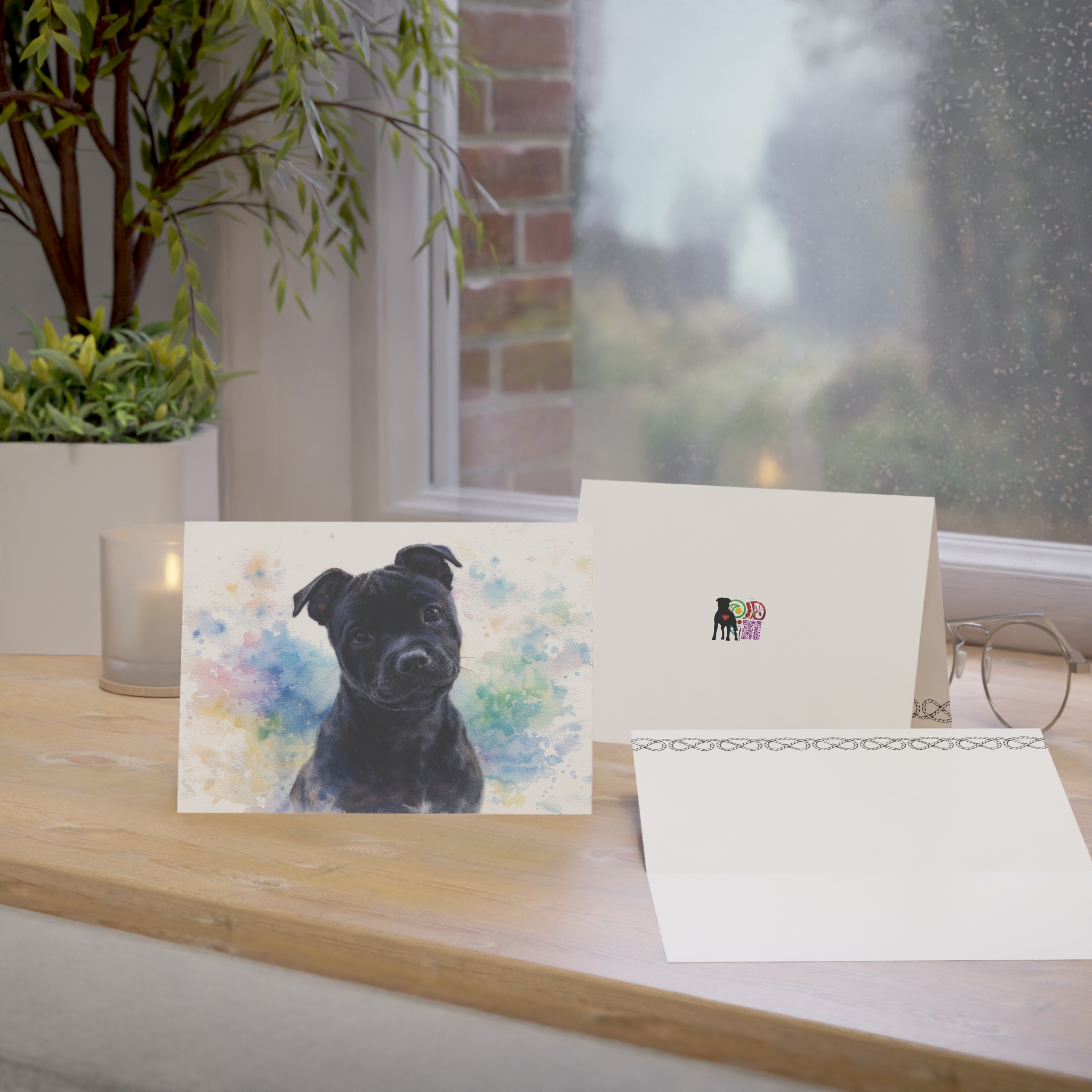 Stafford Puppy Watercolor Greeting Cards — Blank Inside (Pack of 1/10/30/50) - Image 26