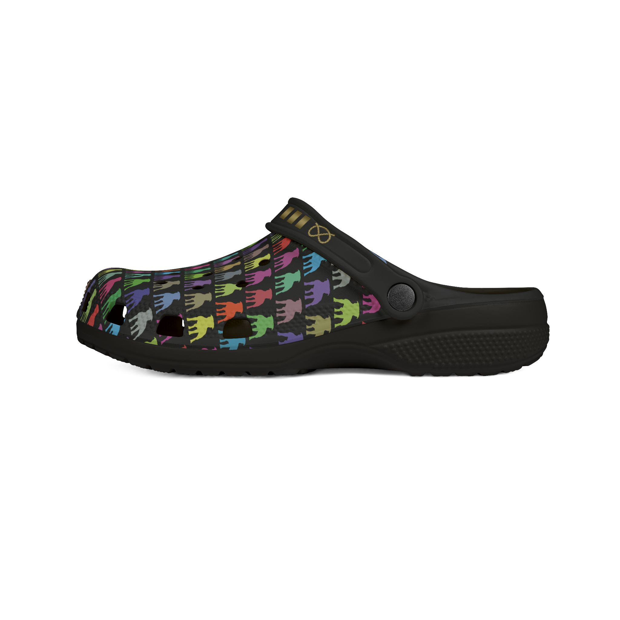 Stafford colorful pattern EVA Foam Clogs — Brass Stafford Knot collar design Slip-On Shoes - Image 4