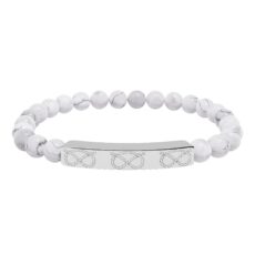 Stafford Knot Natural Stone Stretch Bar Bracelet (Engraving)